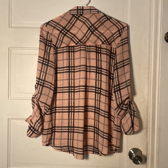 Candies sheer pink flannel button up - Picture 5 of 6